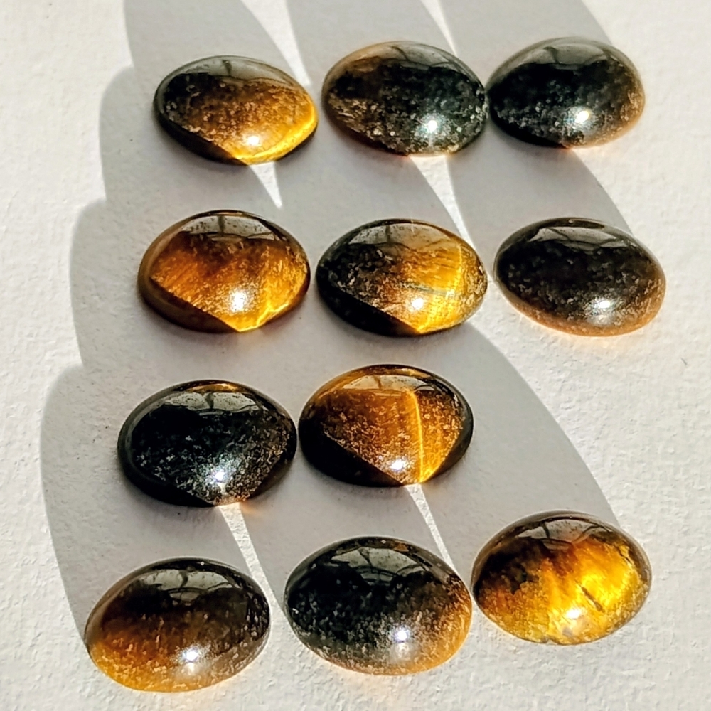 Vintage Natural Tiger Eye 8 mm Cabachon Oval Shaped *11* Total Handcrafted Loose - Picture 2 of 9